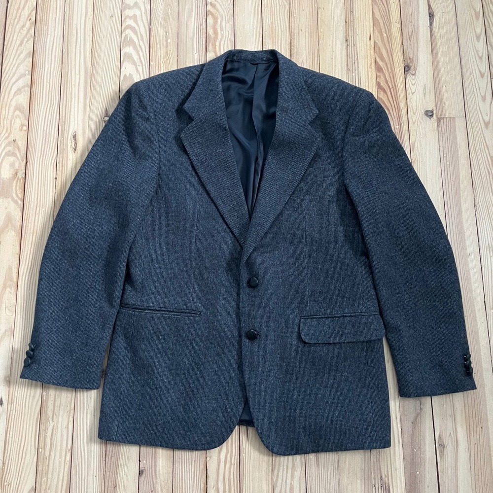 Amherst & Brock Gold Label Mens Charcoal Gray 100% Pure Wool 2 Button Blazer 42R